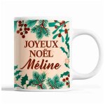 Tasse no�l m�line beige mug pr�nom id�e cadeau secret santa