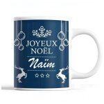 Tasse noël naïm bleu mug prénom idée cadeau secret santa Tasse noël naïm bleu mug prénom idée cadeau secret santa