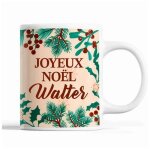 Tasse no�l walter beige mug pr�nom id�e cadeau secret santa