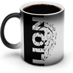 Tasse noire et blanche cool avec lettre en costume de loup, qui change de couleur lorsqu'elle est chauffée, ... Tasse noire et blanche cool avec lettre en costume de loup, qui change de couleur lorsqu'elle est chauffée, ...