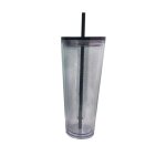 Tasse a paille double couche en plastique transparent, simple et moderne, r�utilisable, bouteille d'eau ...