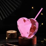 Tasse a paille en forme de c?ur, galvanoplastie, amour, flash, tasse a cocktail, lampe de poche, verre ...