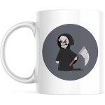 Tasse personnalisee de cercle dhalloween de faucheuse grise - avec votre nom tasse de cadeau