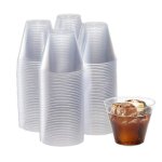 Tasses en plastique transparentes de 9 onces, 50 ensembles de gobelets durs jetables, verres a vin en ...