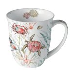 Tasse en porcelaine fine animaux marins
