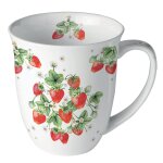 Tasse en porcelaine fine bouquet de fraises