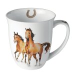Tasse en porcelaine fine chevaux sauvages