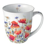 Tasse en porcelaine fine coquelicots et bleuets