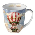 Tasse en porcelaine fine - la montgolfi�re du p�re no�l