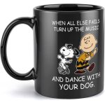 Tasse snoopy charlie brown lettres anglaises tasse a caf� vaisselle dr�le tasse en c�ramique noire tasse ...