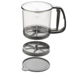 Tasse a tamis a farine manuel avec poign�e, double couche, maille en acier inoxydable, ustensiles de ...