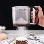 Tasse a tamis en plastique, poudre, farine, outil de cuisson, sucre glac�, tamis a mailles, passoire ...