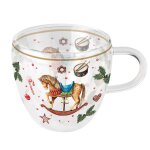 Tasse a th� en verre double paroi  cheval a bascule de no�l