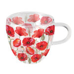 Tasse a th� en verre double paroi coquelicots d�et�