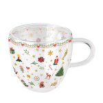 Tasse a th en verre double paroi dcoration de nol