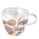 Tasse � th� en verre double paroi fleurs s�ch�es