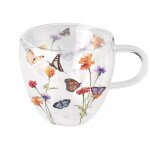Tasse a th� en verre double paroi jardin des papillons 200 ml
