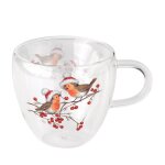 Tasse a thé en verre double paroi rouges - gorges de noël Tasse a thé en verre double paroi rouges - gorges de noël