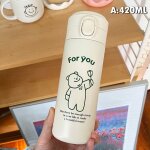 Tasse thermos de grande capacité en acier inoxydable, double fuite d'eau, tasse de voyage portable, mignon, ... Tasse thermos de grande capacité en acier inoxydable, double fuite d'eau, tasse de voyage portable, mignon, ...
