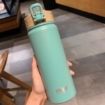 Tasse thermos avec paille en acier inoxydable, tasse droite a isolation thermique, pour conserver la ...