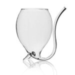 Tasse transparente en verre a vin rouge diable de 300ml, 1 pi�ce, avec tube de boisson int�gr�, paille, ...