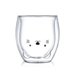Tasse en verre a double paroi, tasses a caf en verre a double paroi en forme d'chat de dessin anim ...