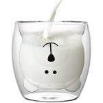Tasse en verre a double paroi, tasses a caf� en verre a double paroi en forme d'ours canard de dessin ...