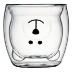 Tasse en verre a double paroi, ours de dessin anim, caf, th, boissons, dessert, petit djeuner, tasse ...