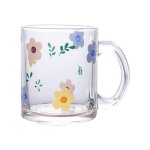 Tasse en verre imprimé de fleurs, assiette de rangement, bol résistant a thé, bière, tasse, lait, jus ... Tasse en verre imprimé de fleurs, assiette de rangement, bol résistant a thé, bière, tasse, lait, jus ...