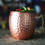 Tasse en verre pour mule de moscou, faite a la main, en cuivre pur / acier inoxydable, pour bar, bire ...