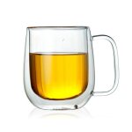 Tasse en verre avec poigne, double paroi, tasse rsistante, tasse a caf / th / lait / voyage, 250 ...