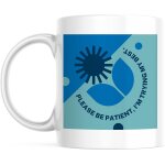 Tasse de voiture drole personnelle personnalisee en cyan bleu fonce blanc style moderne centre sur le ...