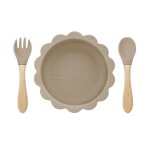 Taupe - ensemble de couverts en silicone avec logo personnalis pour bb, bol de discussion mignon, ...