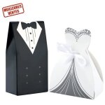 Td lot de 100 pcs bote  drages mariage cadeau invits - 50 pcs mari noir + 50 pcs marie blanc, ...