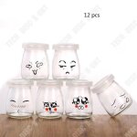 Td� 12 pcs 150ml pots de yaourt avec d�cor emotic�ne rigolos et couvercles - pot en verre � dessert