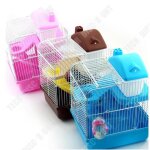 Td 2 etages maison a etage hamster cage souris avec disque slide spinning bouteille hamster cage hamster ...