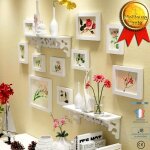 Td cadre photo pele mele mural multiple blanc a poser personnalisable bois naturel dcorer peindre ...