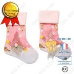 Td� chaussettes de no�l d�corations de no�l rose avec des lumi�res poup�e sans visage vacances cadeau ...