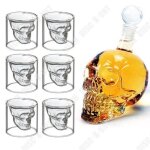 Td ensemble 6verres whisky + carafe vin cocktail tte mort bouteille crane transparent 700ml shooter ...