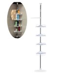 Td� etag�re d'angle t�lescopique salle de bains avec 4 tablettes et crochets