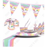 Td� kit de d�coration de f�te th�me licorne - c�ne chapeau couteau fourchette cuill�re jetable vaisselle ...