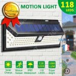 Td� lampe solaire applique murale 118 led avec detecteur ip65 etanche pour jardin eclairage ext�rieure ...