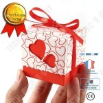 Td� lot 100 pi�ces bo�te � drag�es + couvercle / rouge / motifs coeurs avec ruban rouge / bonbonni�re ...