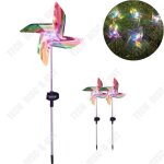 Td� lumi�re solaire led 4 feuilles moulin a vent rotatif lampe de pelouse lampe d�corative de jardin ...