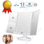 Td� miroir pliant 3 faces led grossissant lumineux sur pied secteur reglable piles maquillage salle bain ...