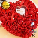 Td porte alliance en forme de coeur en roses rouges / bote avec coussin porte bague anneaux mariage ...
