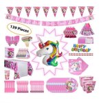 Td� lot de service de table pour d�corations anniversaire � th�me licorne - pack fournitures vaisselle ...