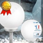 Td� set de 2 luminaire solaires led jardin ext�rieur terrasse moderne boule blanc ip44 globe - accessoire ...
