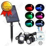 Td� set de 3 spots led rvb solaires d'ext�rieur pour jardin, terrasse, patio - lampe solaire led exterieur ...