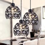 Td� suspension led cristal artisantes cr�ative simple du bar noir suspension de lustre avec d�coration ...